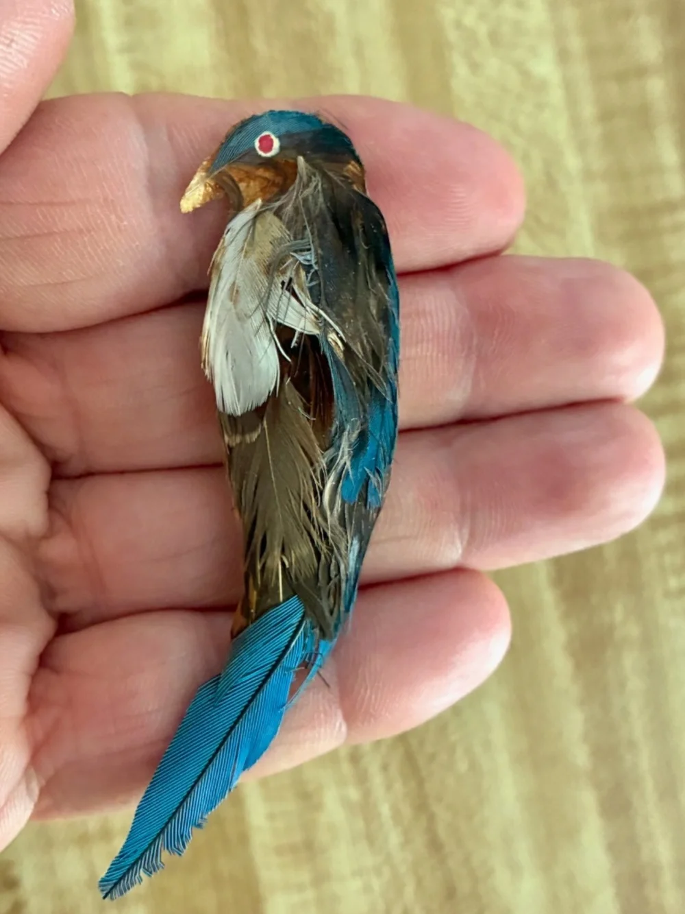 VTG 1960s Feathered Bird Brooch Kingfisher